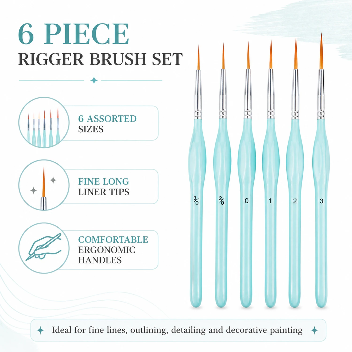 Detailing Brush Set - 6 adet Rigger Boya Fırçası Seti,
